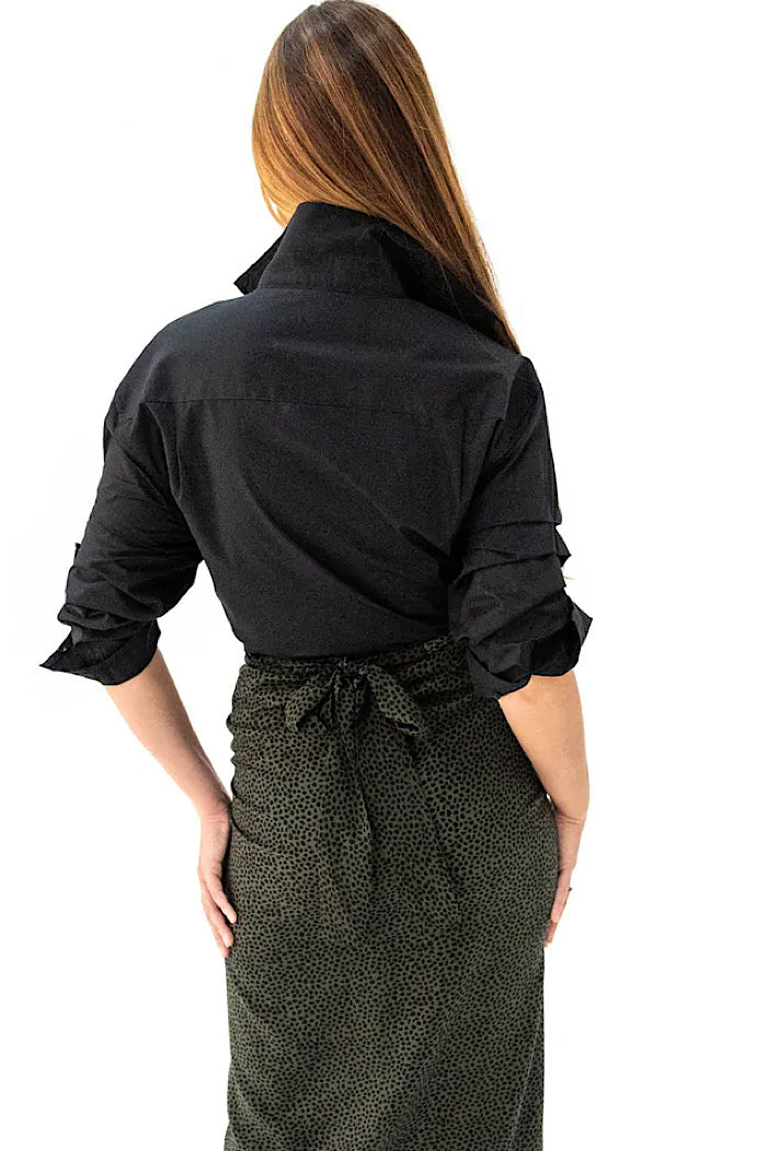 TUCK SLEEVE SHIRT BLACK - RAISED BACK