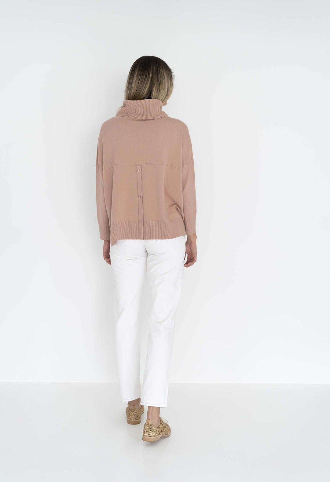 SANA SOFT ROLL NECK TOP - DEEP BLUSH - FINAL CLEARANCE