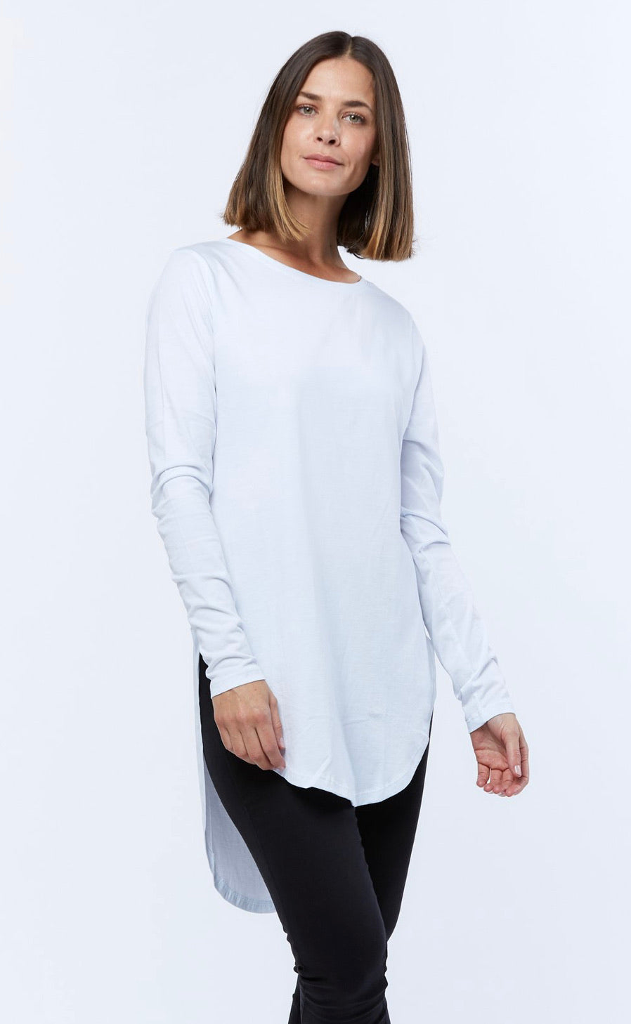 TEARDROP LONG SLEEVED TEE - WHITE - FINAL CLEARANCE