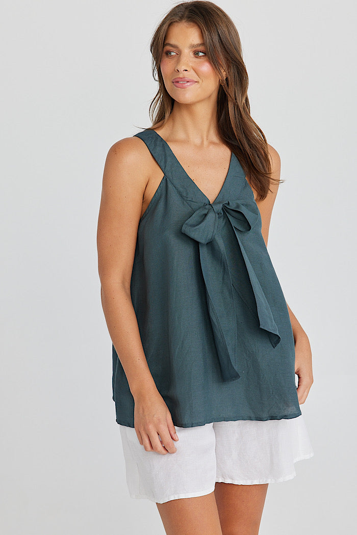 AVILA TOP - SLATE LINEN VISCOSE