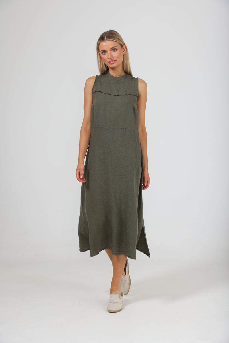 HELAINA DRESS - THYME LINEN – Mickelloo