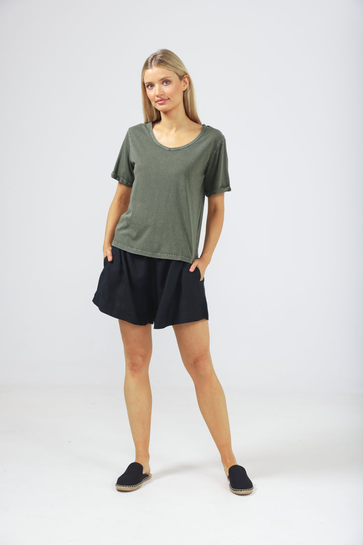 KASAI SHORT SLEEVED TEE - THYME - FINAL CLEARANCE