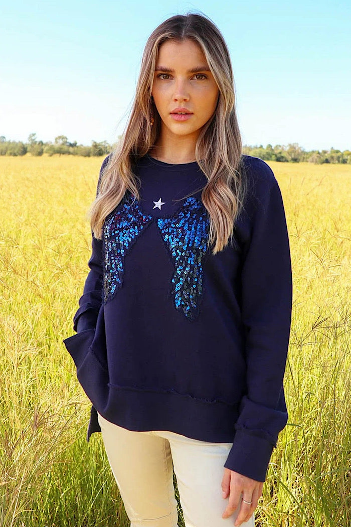 HEAVENLY SPIRIT SWEATER - NAVY - FINAL CLEARANCE