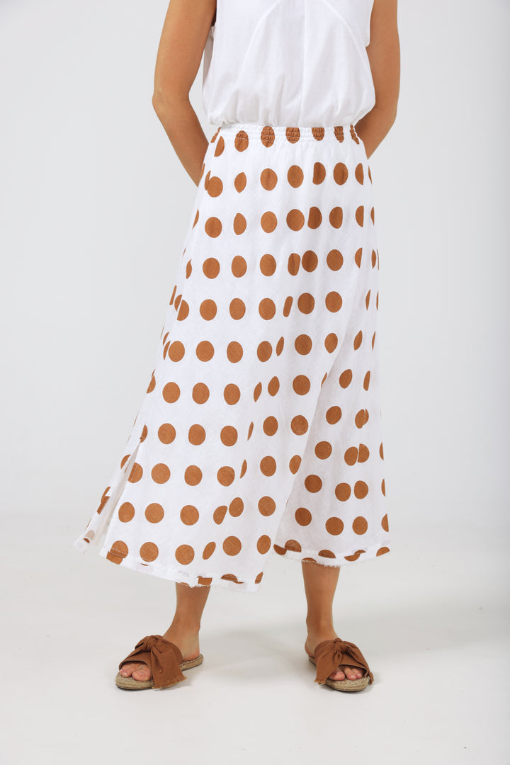 SICILY SKIRT - TAN POLKA DOT