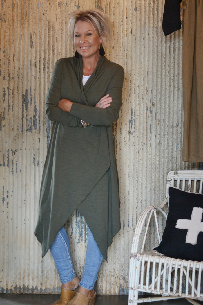 ALEXANDRIA LONG CARDI - KHAKI - FINAL CLEARANCE