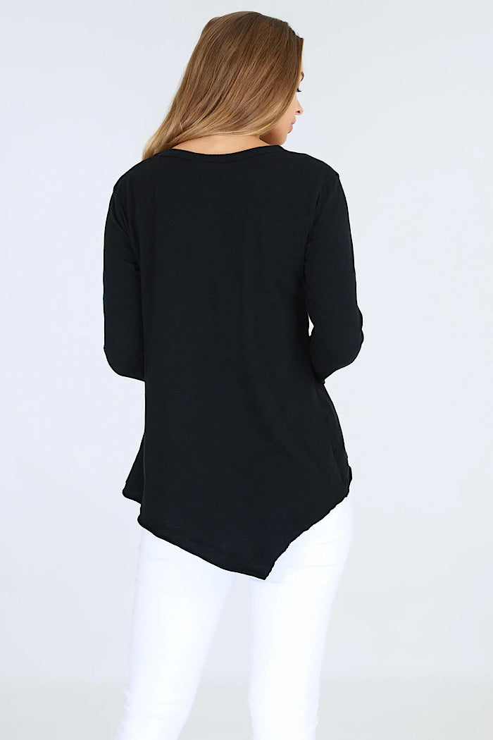 ADELAIDE LONG SLEEVED TEE - BLACK