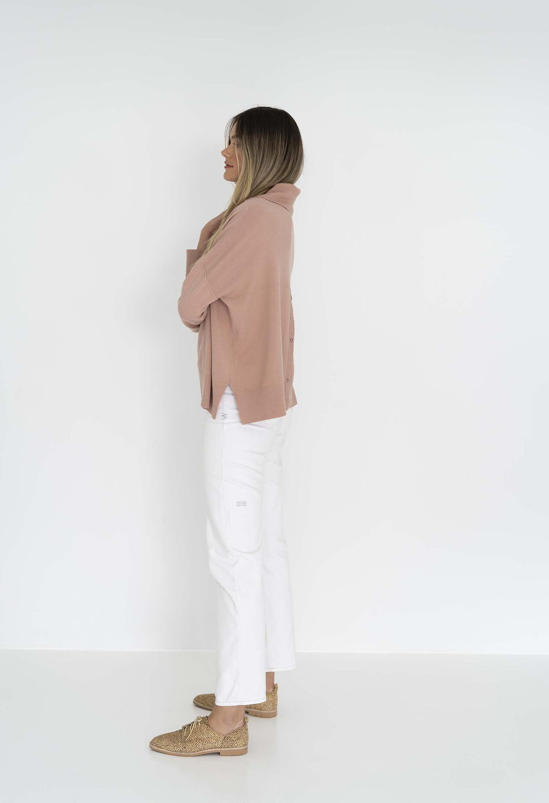 SANA SOFT ROLL NECK TOP - DEEP BLUSH - FINAL CLEARANCE