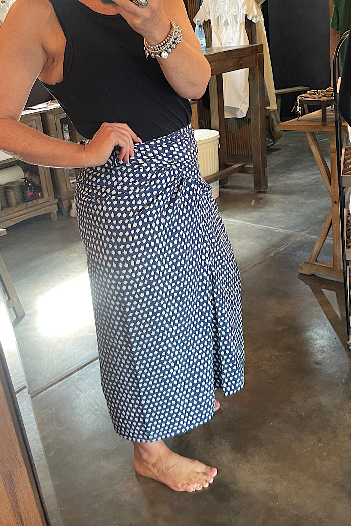 JAPANESE WRAP SKIRT - BLUE/WHITE