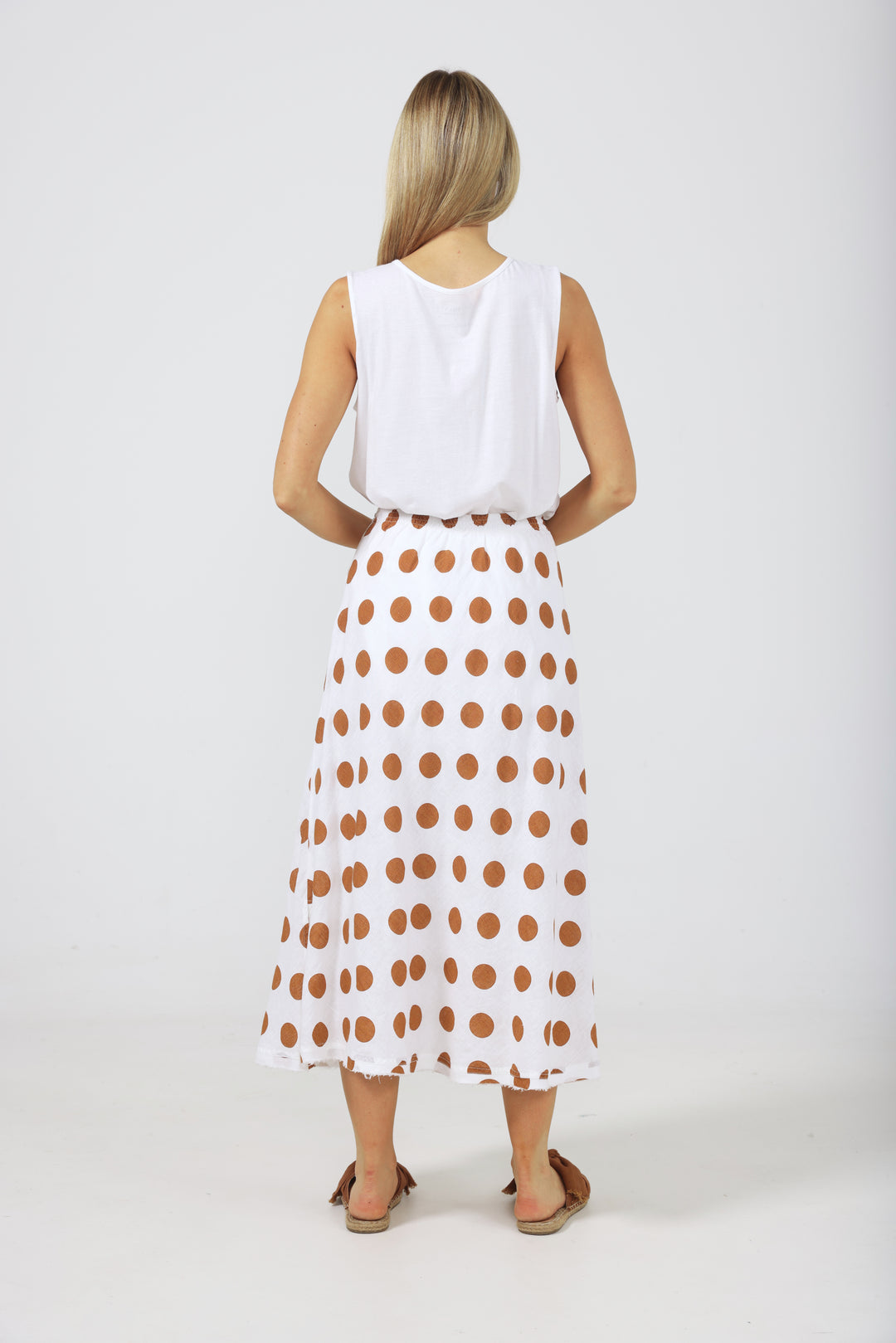 SICILY SKIRT - TAN POLKA DOT