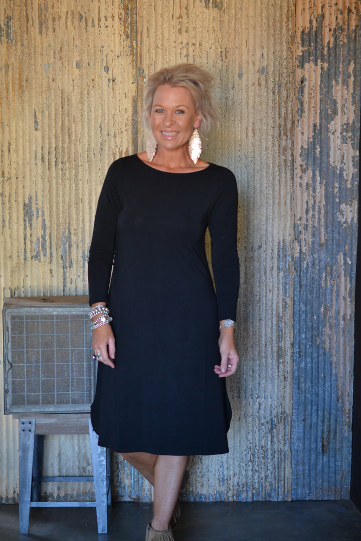 LONG SLEEVED CHER DRESS - BLACK