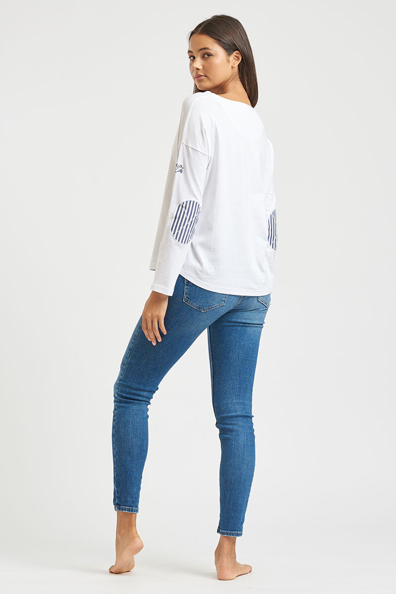 BRETON PLAIN ORGANIC COTTON TOP - WHITE - FINAL CLEARANCE