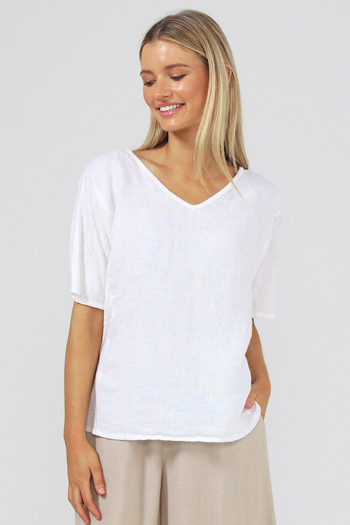 LIVORNO TOP - WHITE LINEN