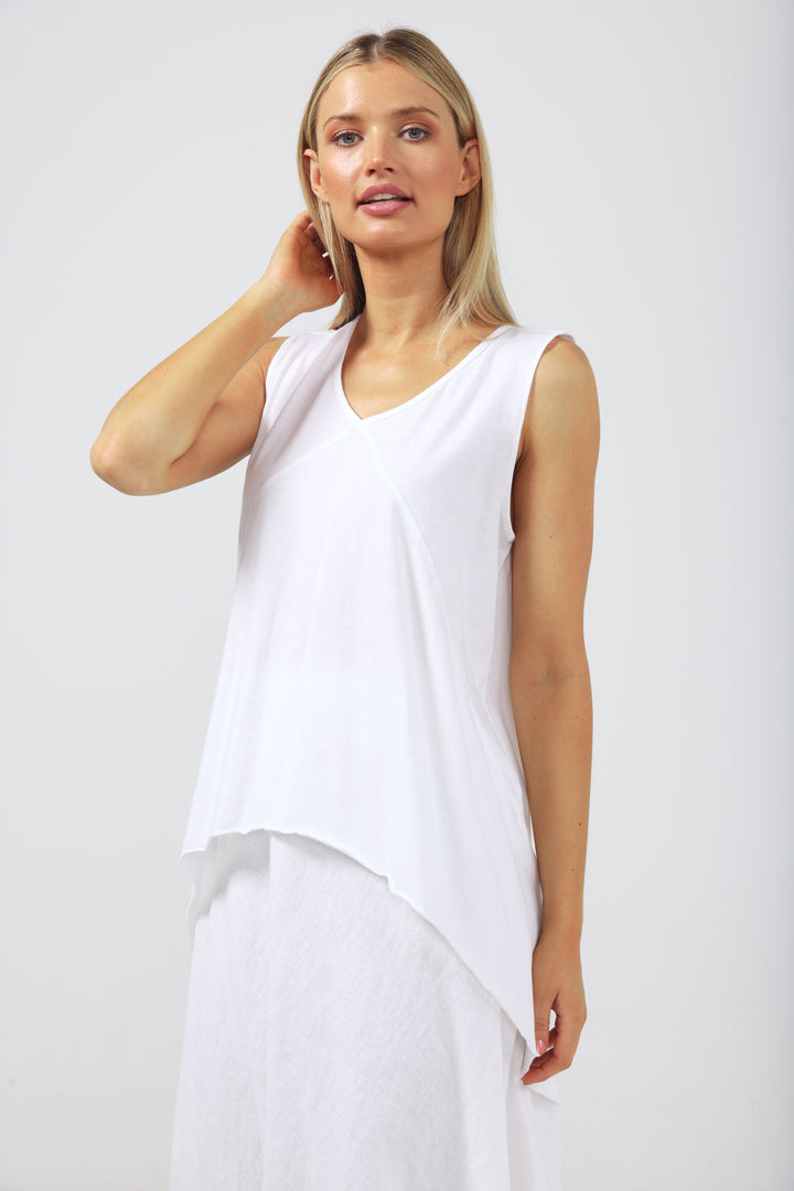 ANGOLA SINGLET TOP - WHITE