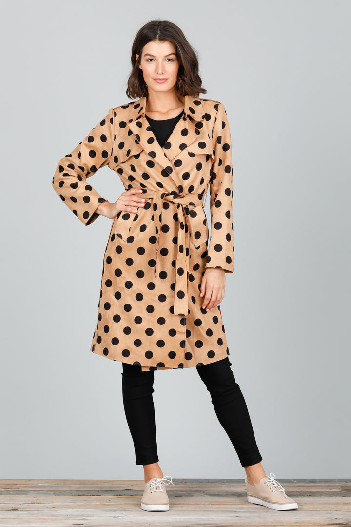 SAFARI TRENCH COAT - TAN WITH BLACK SPOT - FINAL CLEARANCE