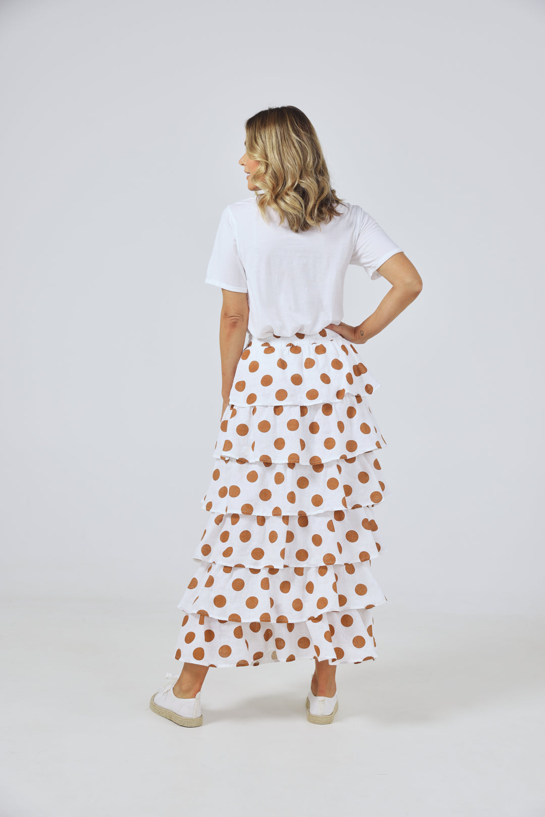 NEAPOLITAN SKIRT - TAN POLKA DOT