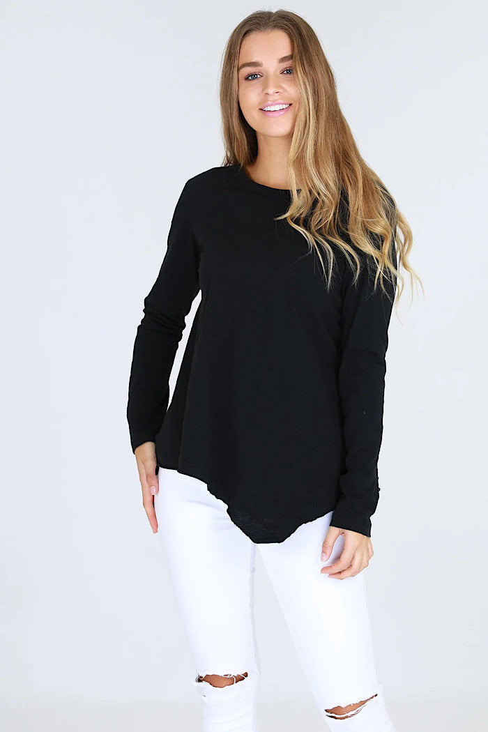 ADELAIDE LONG SLEEVED TEE - BLACK