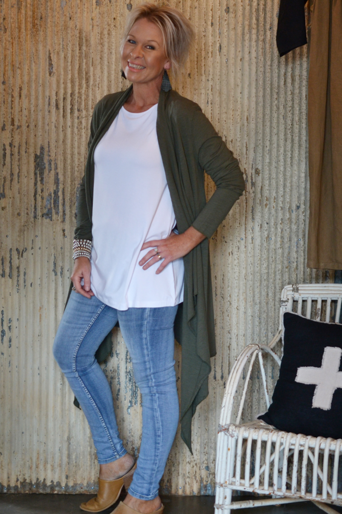 ALEXANDRIA LONG CARDI - KHAKI - FINAL CLEARANCE