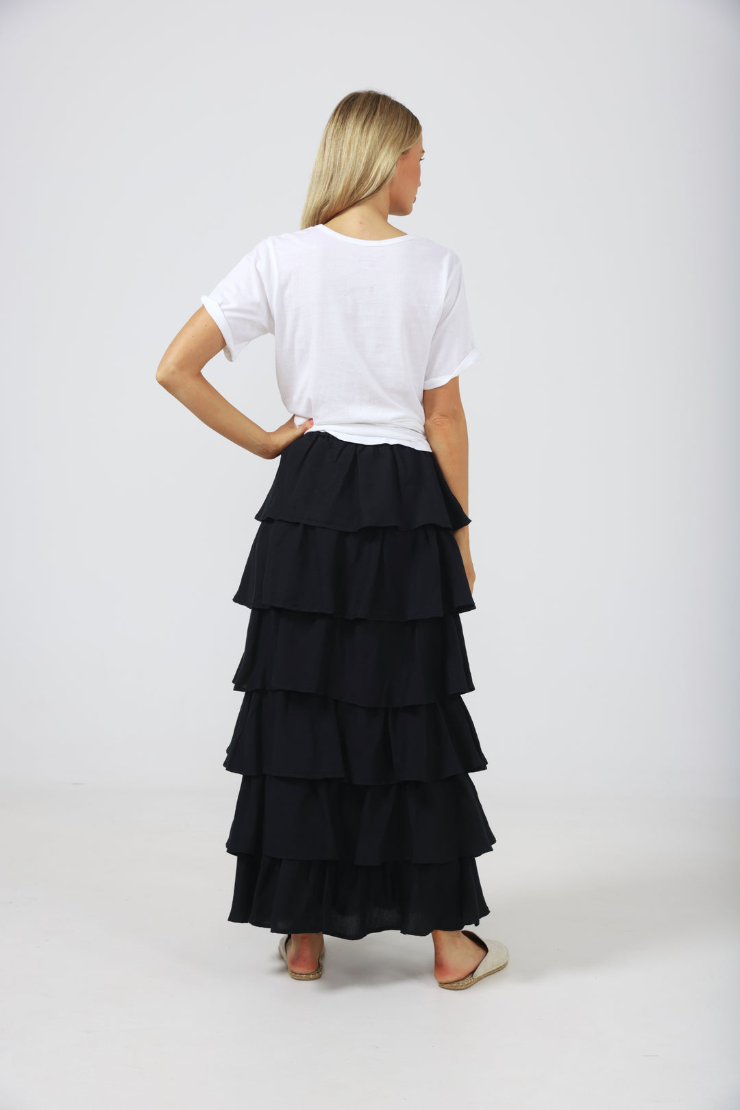 NEAPOLITAN SKIRT - BLACK LINEN VISCOSE