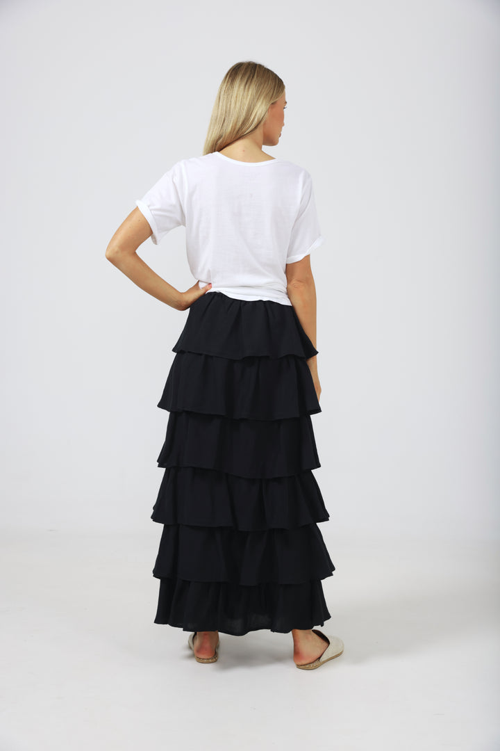 NEAPOLITAN SKIRT - BLACK LINEN VISCOSE