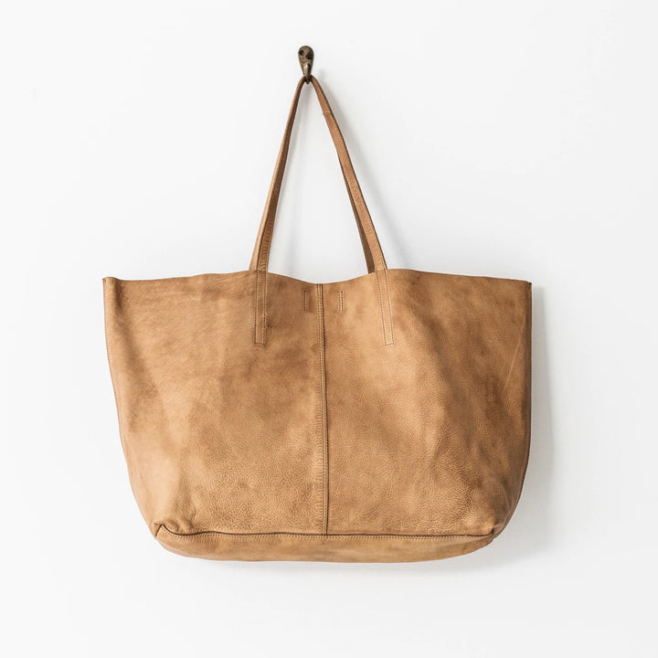 JUJU UNLINED LEATHER TOTE - TAN