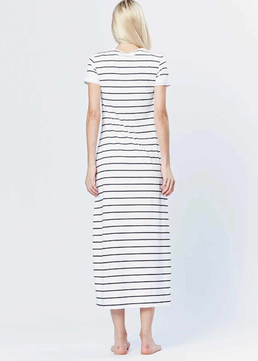 ASYMMETRIC MAXI DRESS - CLASSIC STRIPE