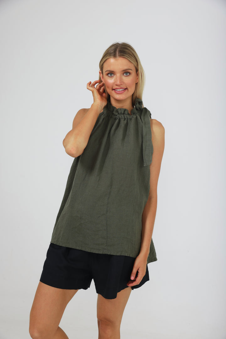 LUCIA TOP - THYME LINEN