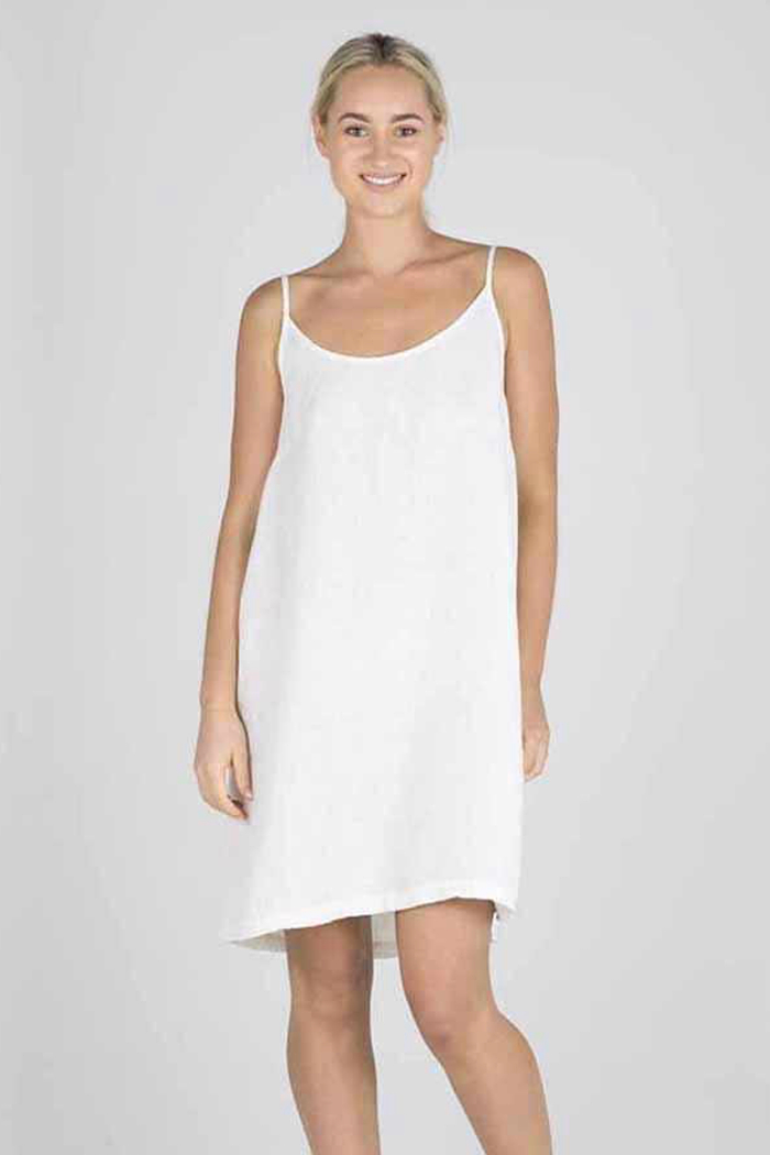 THE LINEN SLIP DRESS - WHITE