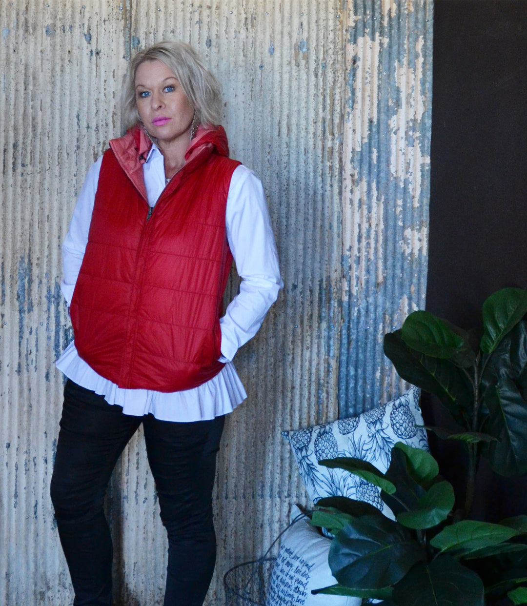 FLIP SIDE PUFFER VEST - PERSIMMON - FINAL CLEARANCE