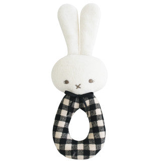 BUNNY GRAB RATTLE - B & W CHECK