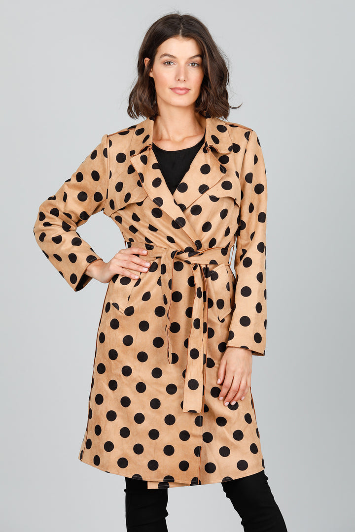 SAFARI TRENCH COAT - TAN WITH BLACK SPOT - FINAL CLEARANCE