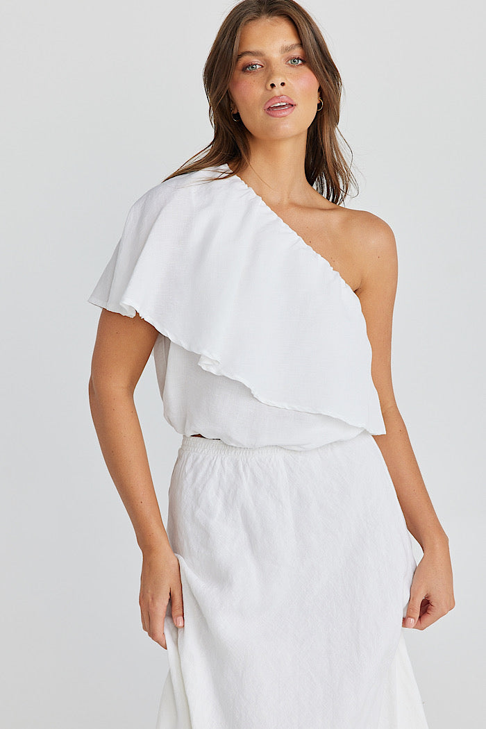 CORINA TOP - WHITE LINEN VISCOSE