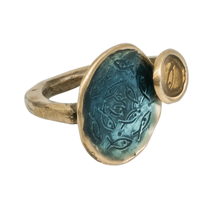 COSTIERA RING - AQUA/MUSTARD