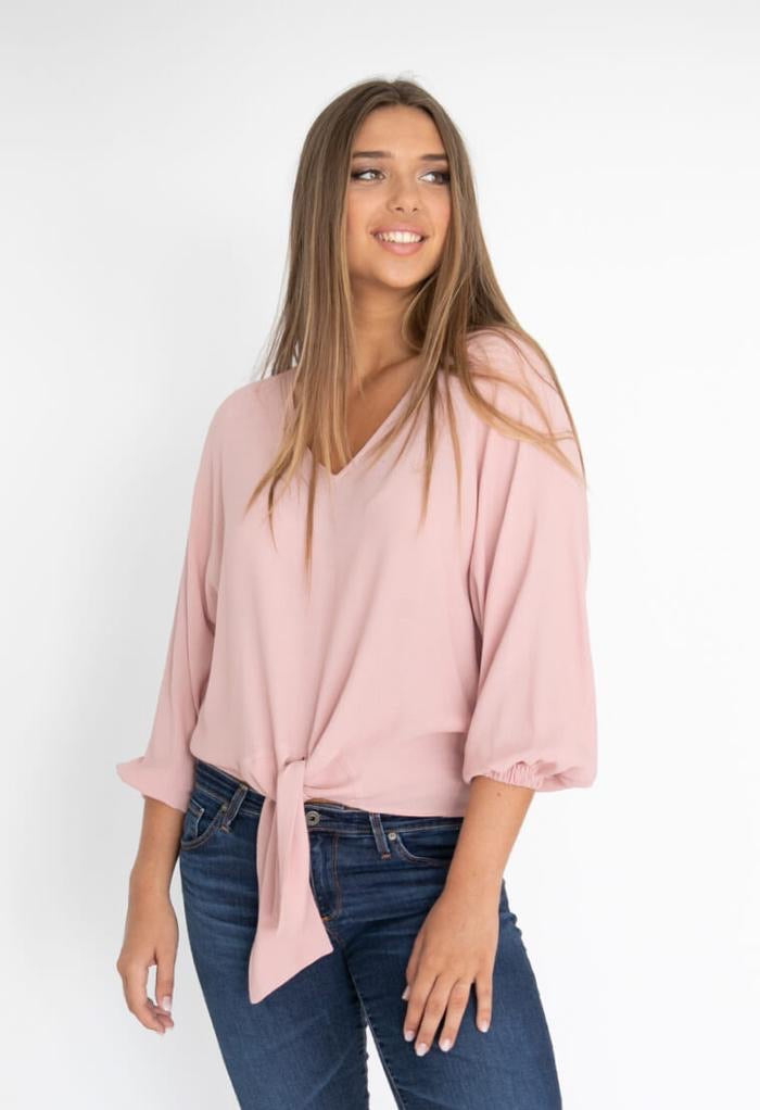 TIE FRONT TOP - BLUSH