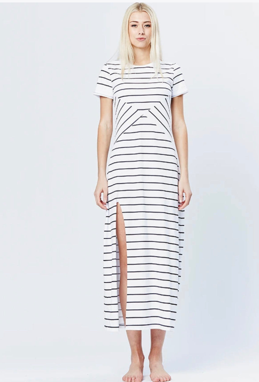 ASYMMETRIC MAXI DRESS - CLASSIC STRIPE