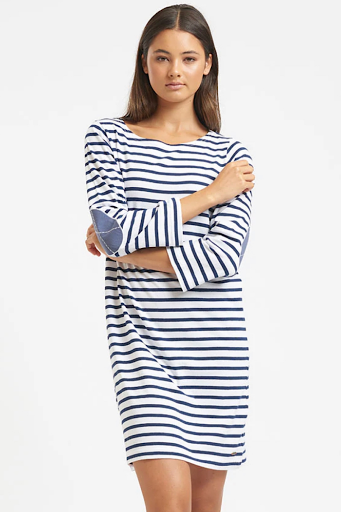 BRETON STRIPE ORGANIC COTTON DRESS - NAVY