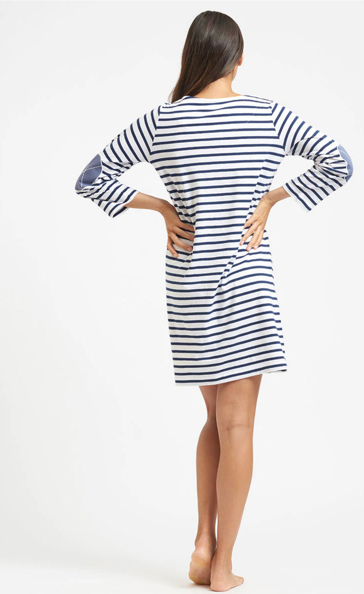 BRETON STRIPE ORGANIC COTTON DRESS - NAVY