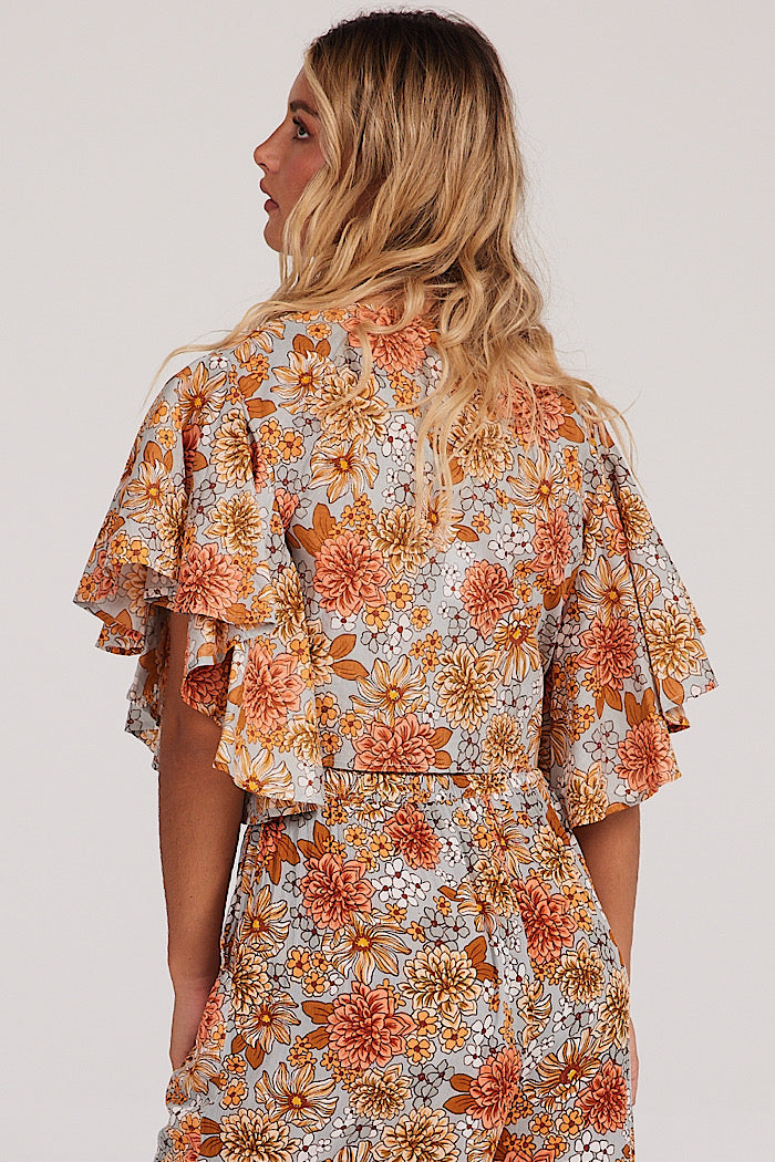 PEONY WRAP TOP - SECRET GARDEN