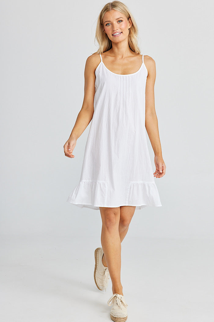 SIESTA SLIP DRESS - WHITE - FINAL CLEARANCE