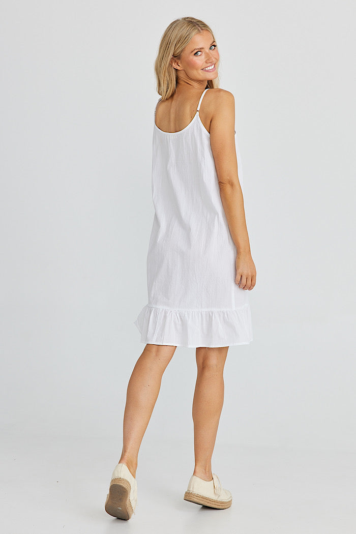 SIESTA SLIP DRESS - WHITE - FINAL CLEARANCE