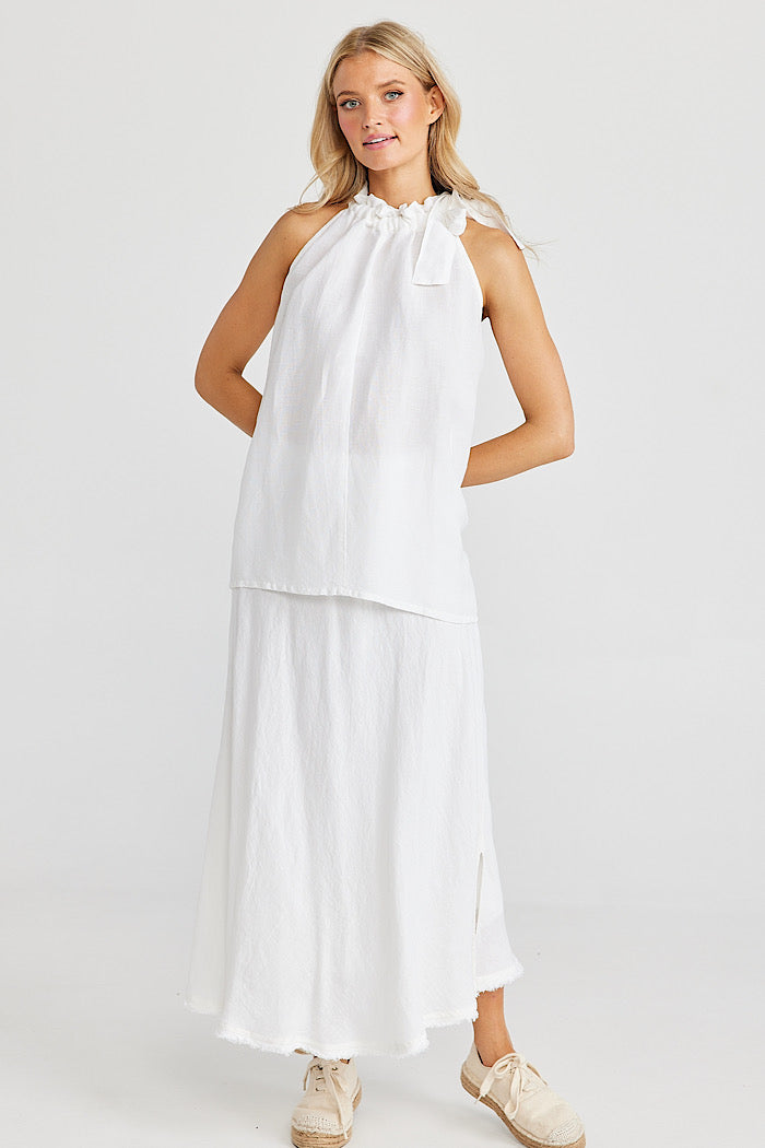 LUCIA TOP - WHITE LINEN VISCOSE