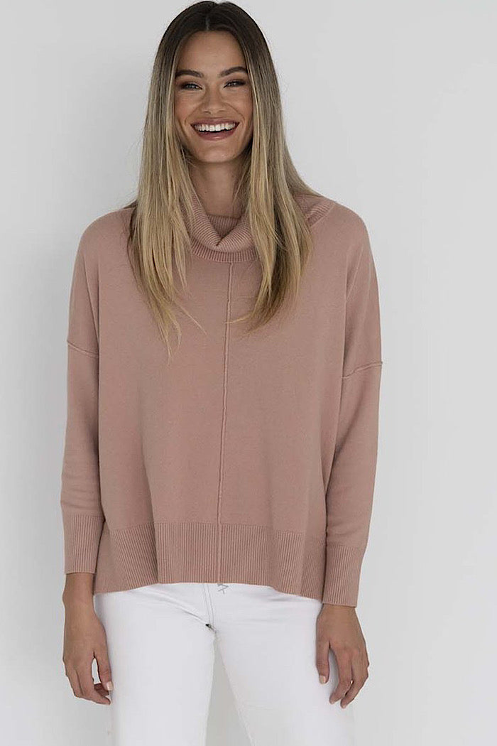 SANA SOFT ROLL NECK TOP - DEEP BLUSH - FINAL CLEARANCE