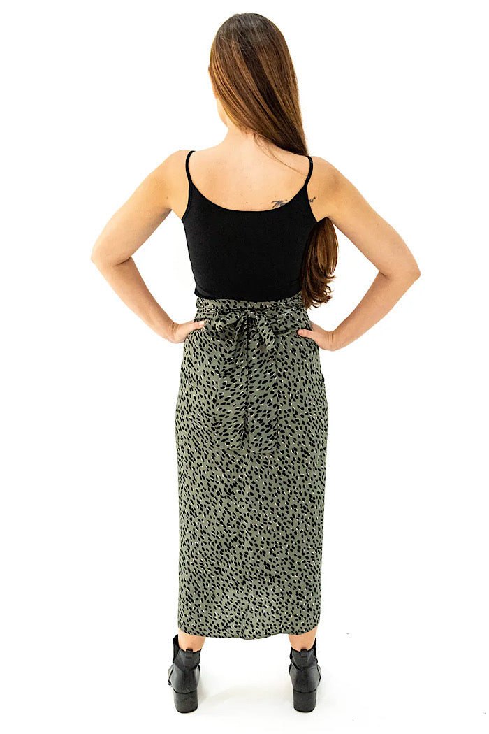 JAPANESE WRAP SKIRT - OLIVE/BLACK/ NEUTRAL SPOT