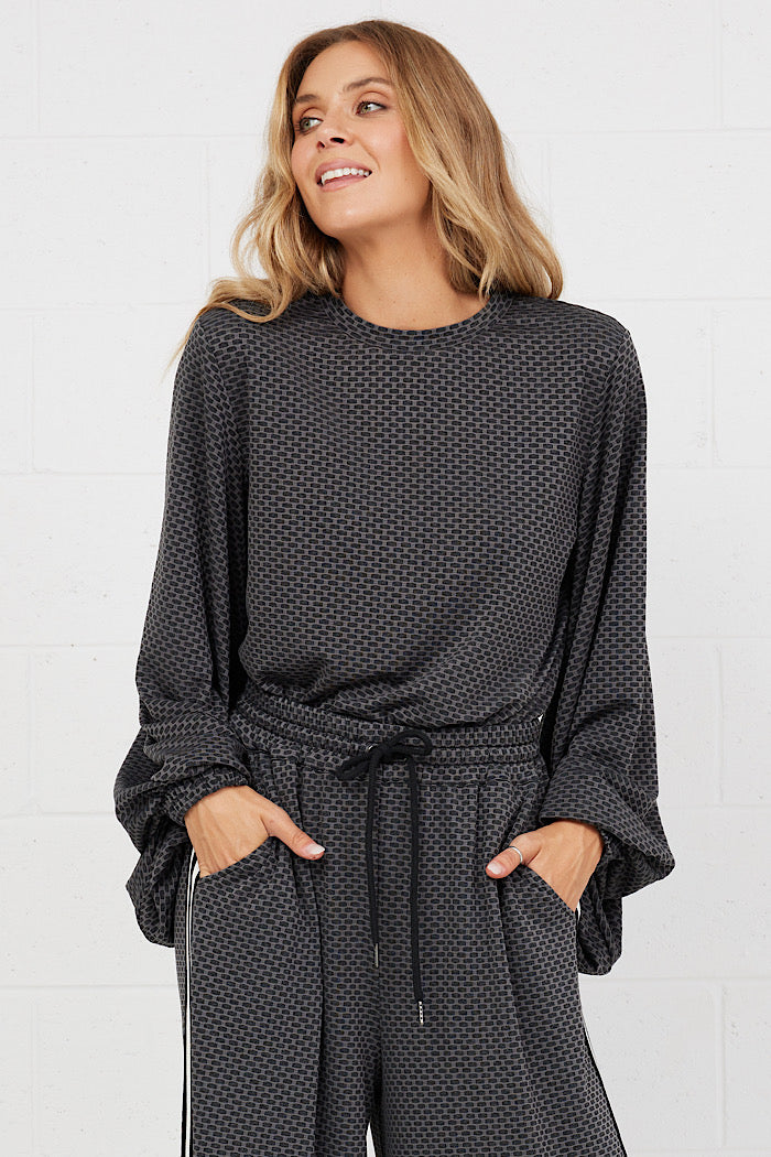 ELEANOR TOP - BLACK HONEYCOMB