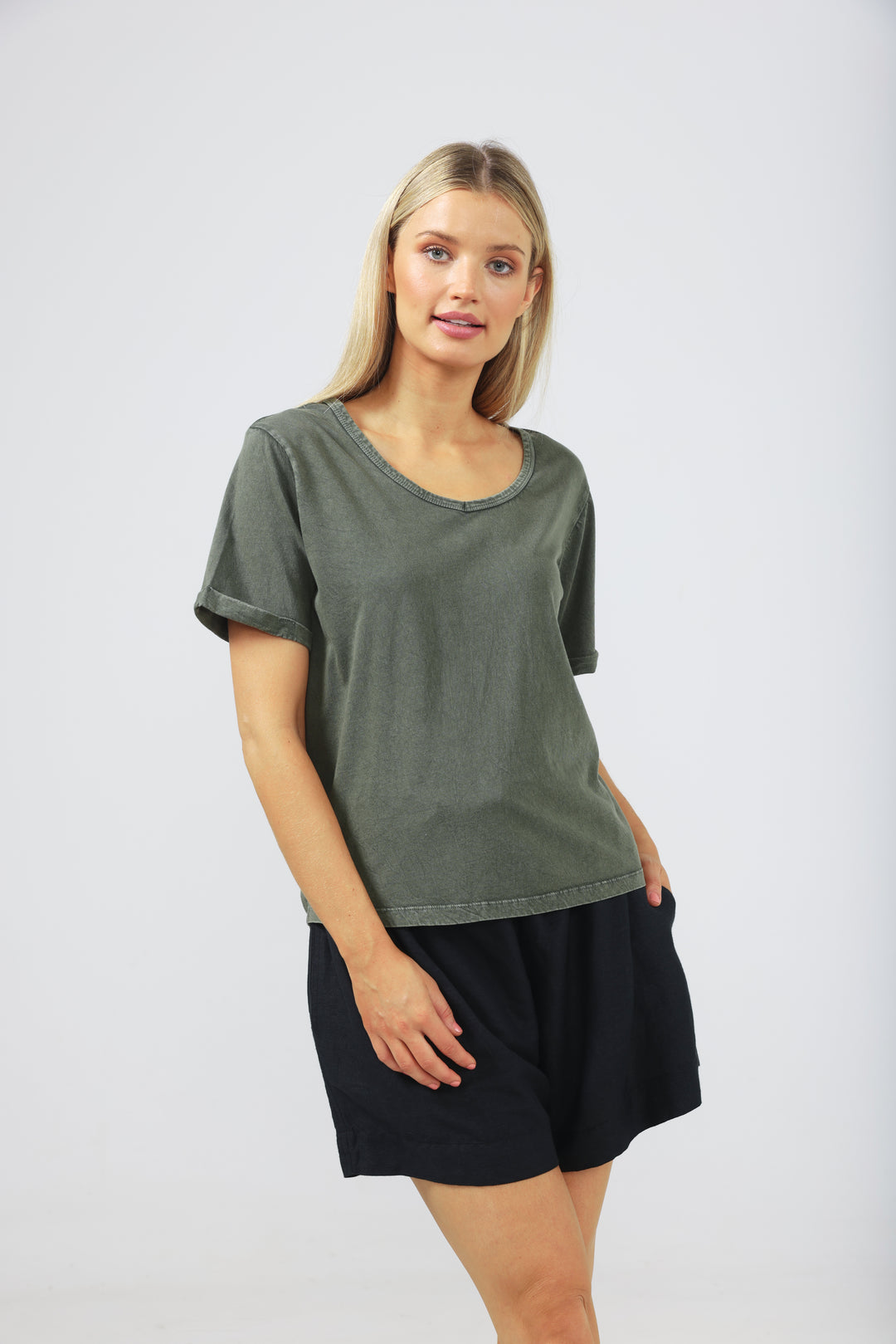 KASAI SHORT SLEEVED TEE - THYME - FINAL CLEARANCE