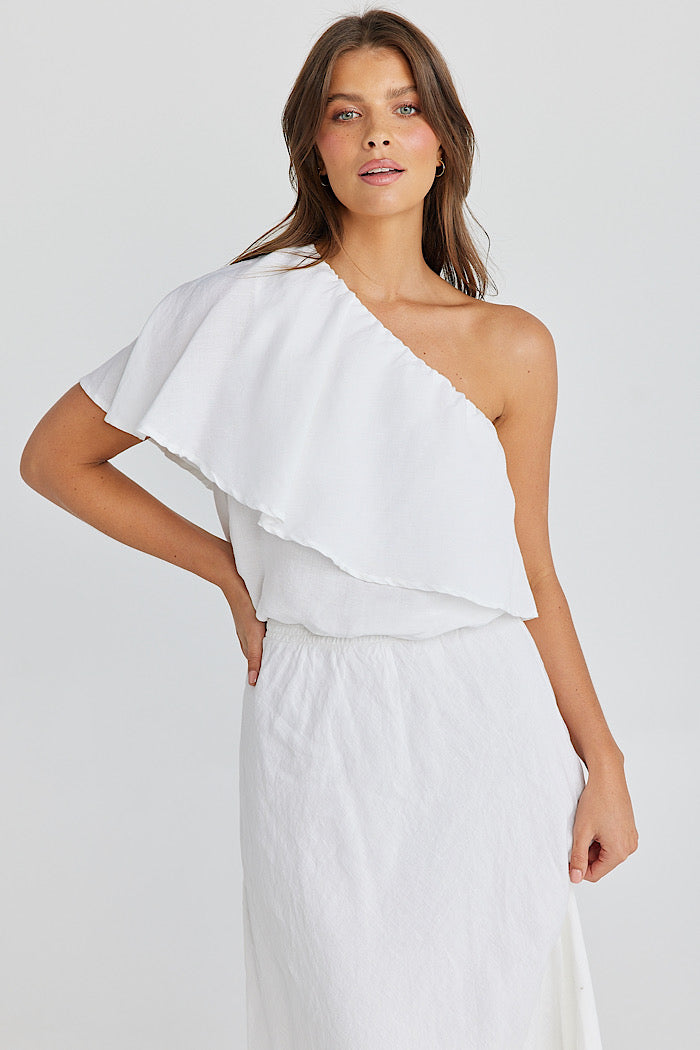 CORINA TOP - WHITE LINEN VISCOSE