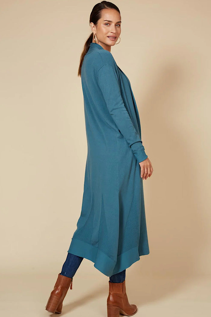 CLEO LONGLINE CARDIGAN - TEAL