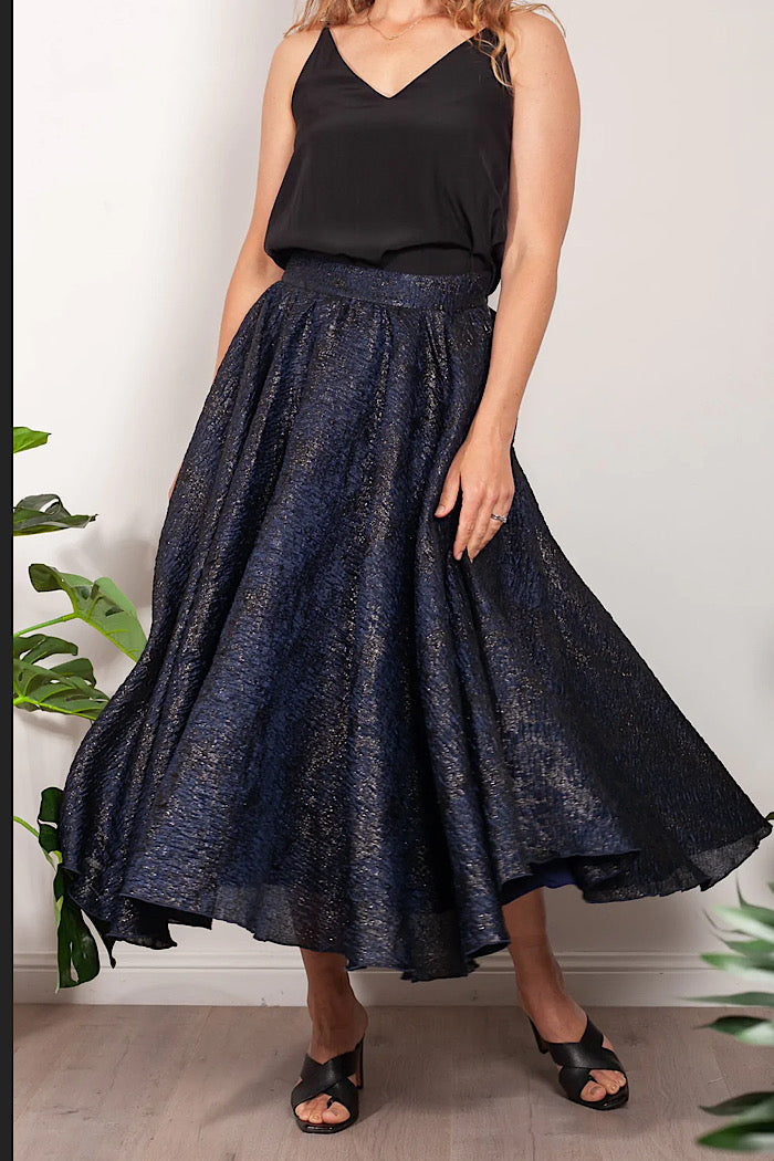 SODA ASH SKIRT  - BLUE BLACK - FINAL CLEARANCE