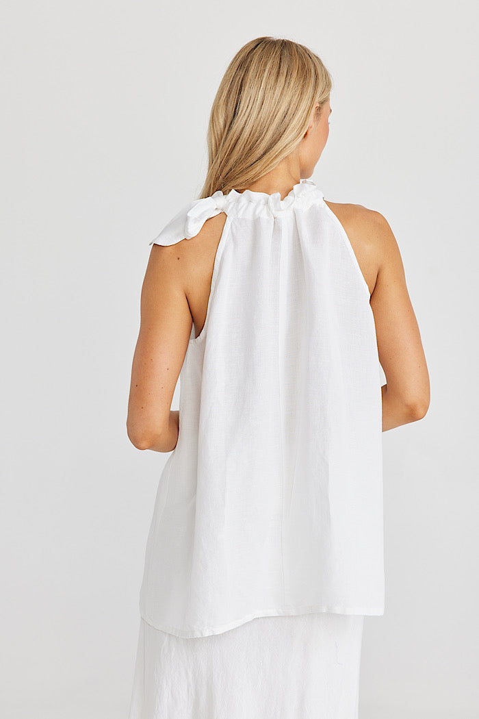 LUCIA TOP - WHITE LINEN VISCOSE