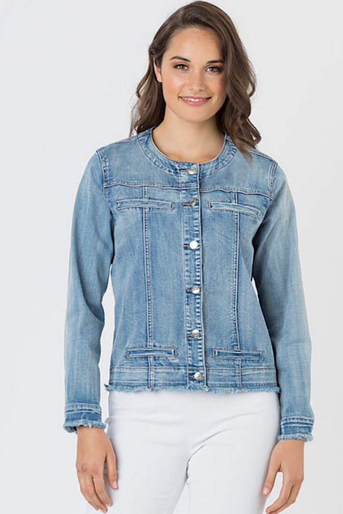 COLLARLESS DENIM JACKET