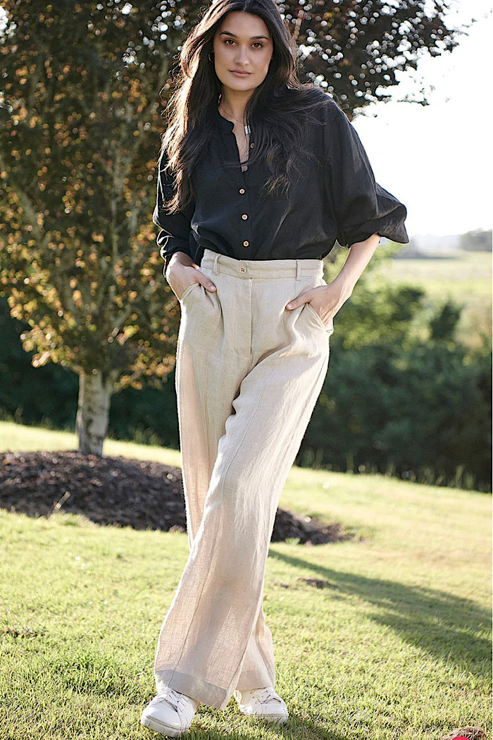 TAILORED LINEN PANTS - NATURAL